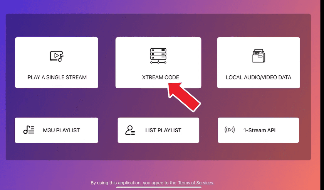 Step 3 - Choose Login with Xtream Codes API